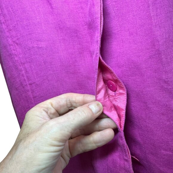 Ellen Tracy 100% Linen Button Front Blouse Magenta Pink Size 16 | Lightweight - Picture 4 of 9
